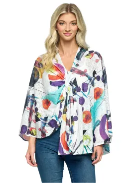 025- ET Lois Multi Color White and Abstract Loop Shawl