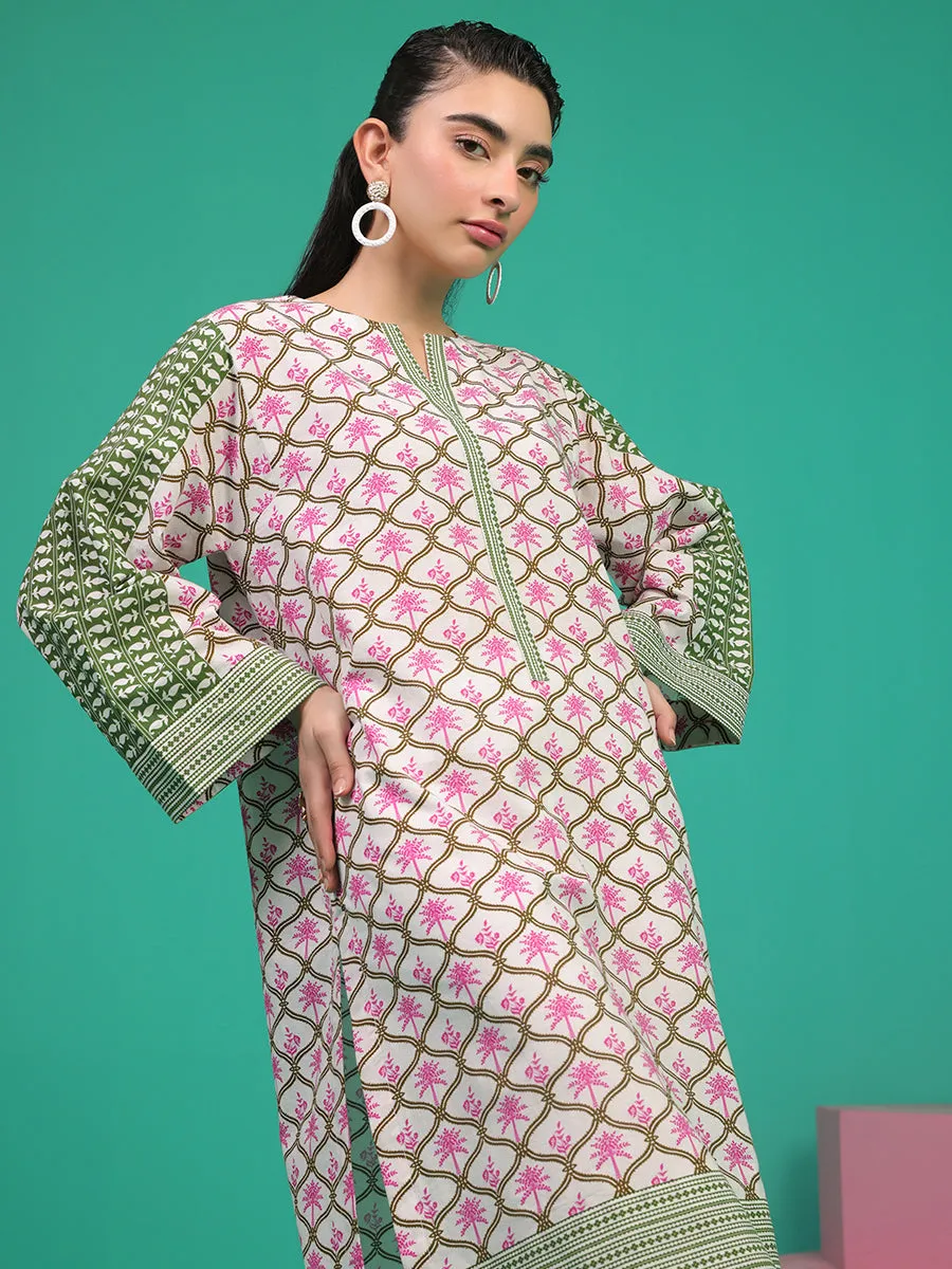 1pc - Stitched Basic Printed Cambric Shirt