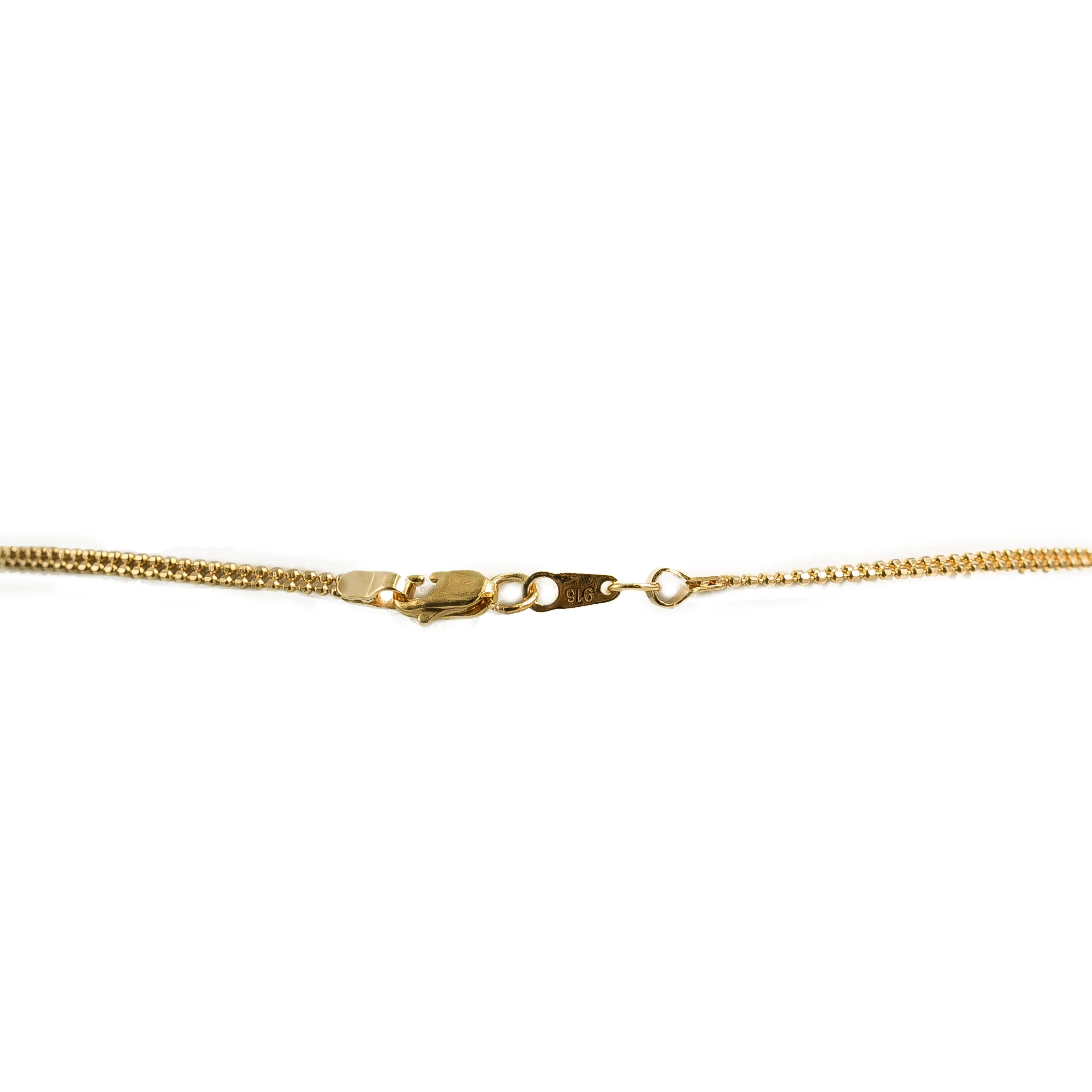 22K Multi Tone Gold Earrings & Necklace Set W/ Yellow & White Gold Beaded Lariat Design