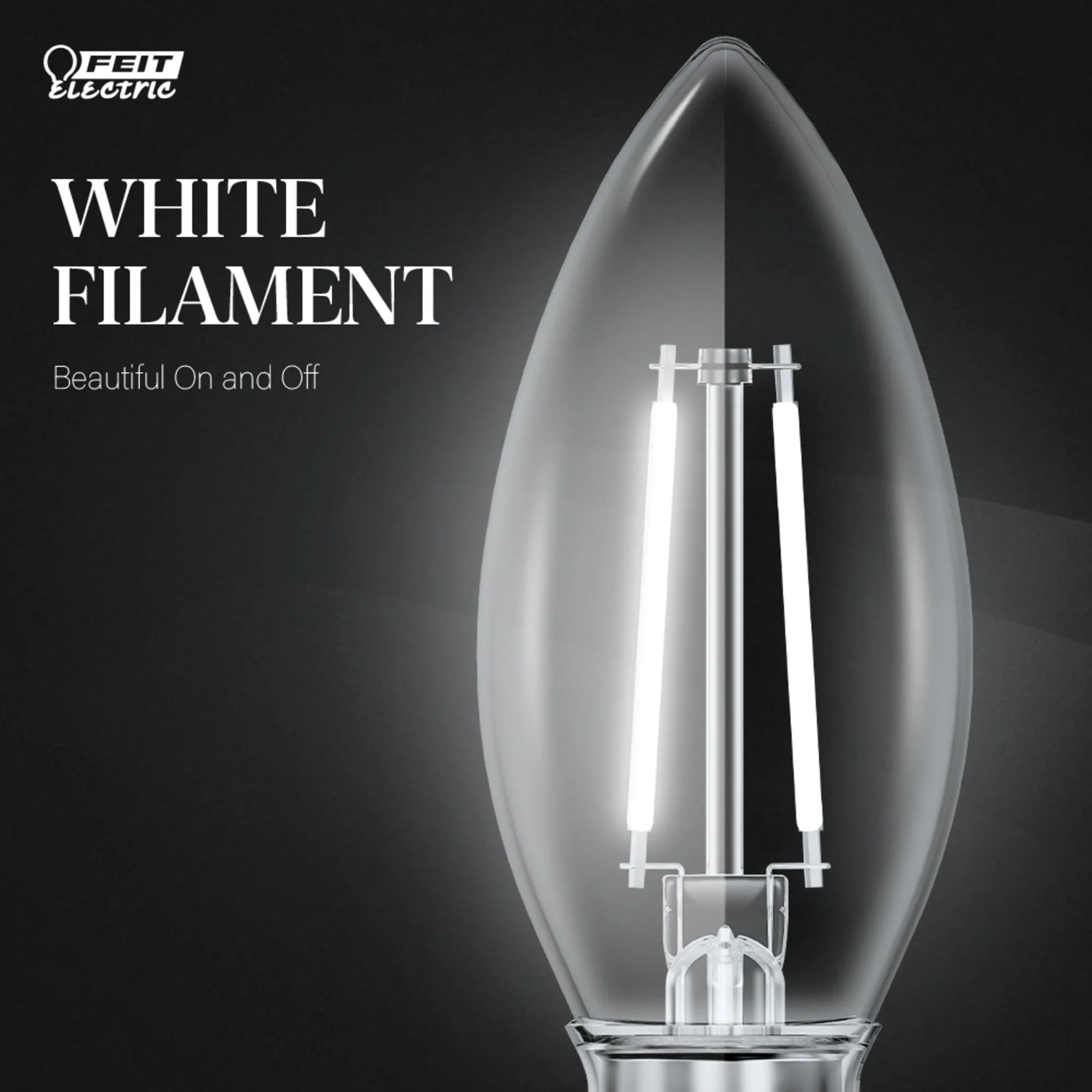 3.3W (40W Equivalent) Soft White (2700K) Chandelier B10 (E12 Base) Torpedo Tip Exposed White Filament LED Light Bulb (2-Pack)