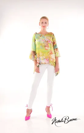 3/4 Ruffle Sleeve Top - Lido