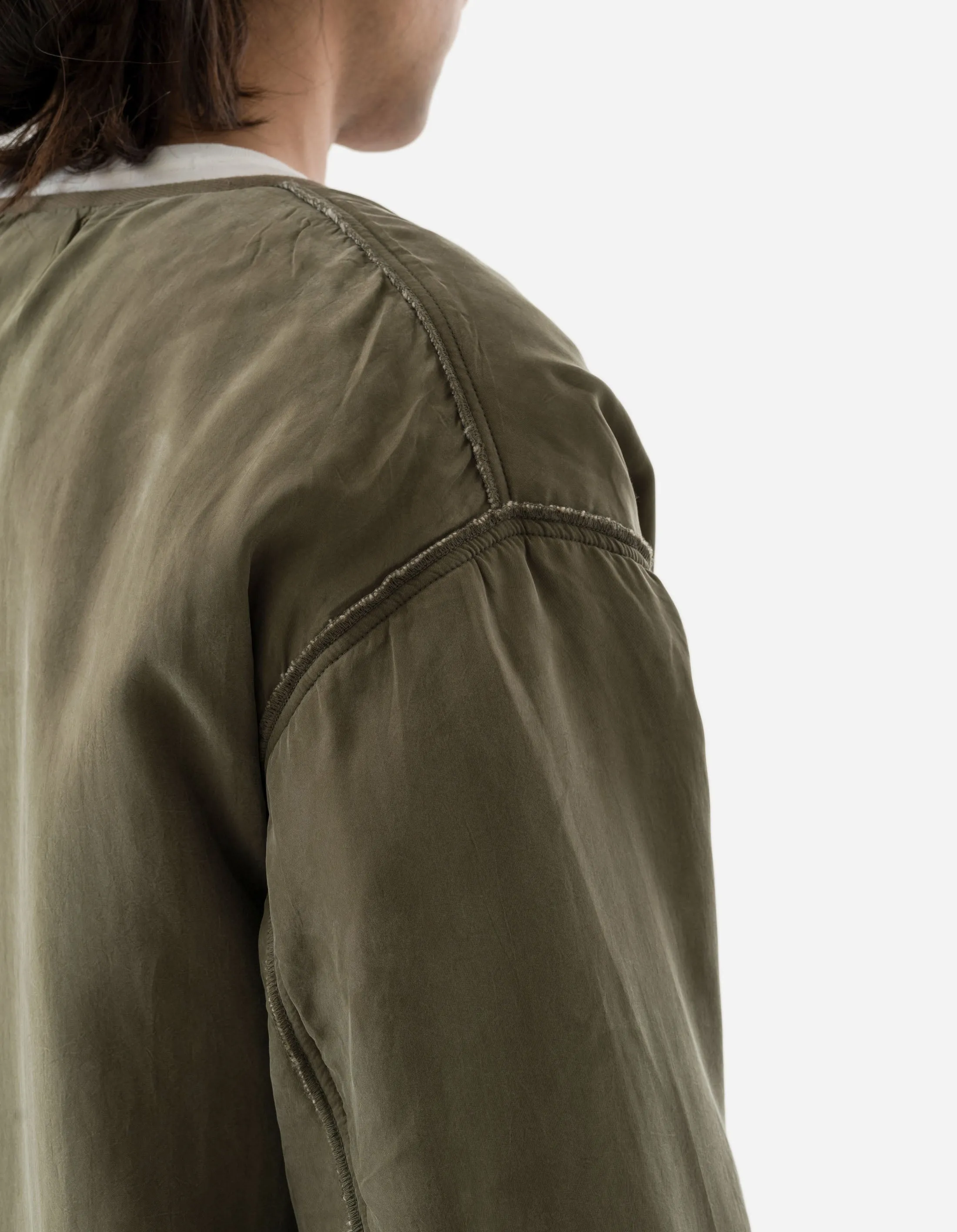 Mens Reversible M65 Wool Liner in Olive and Ecru - Versatile Military-Inspired Jacket