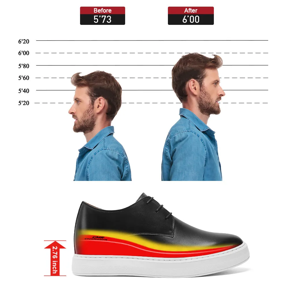 7 CM / 2.76 Inches CMR CHAMARIPA Men's Black Casual Elevator Sneakers