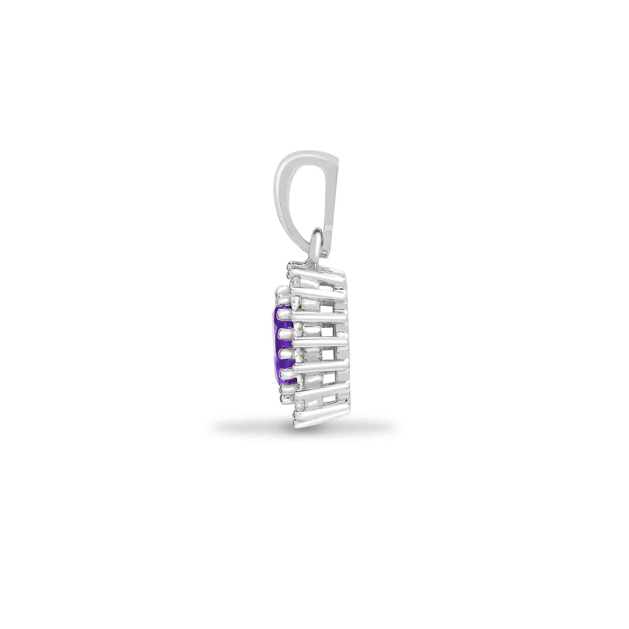 9ct White Gold Diamond And Amethyst Pendant