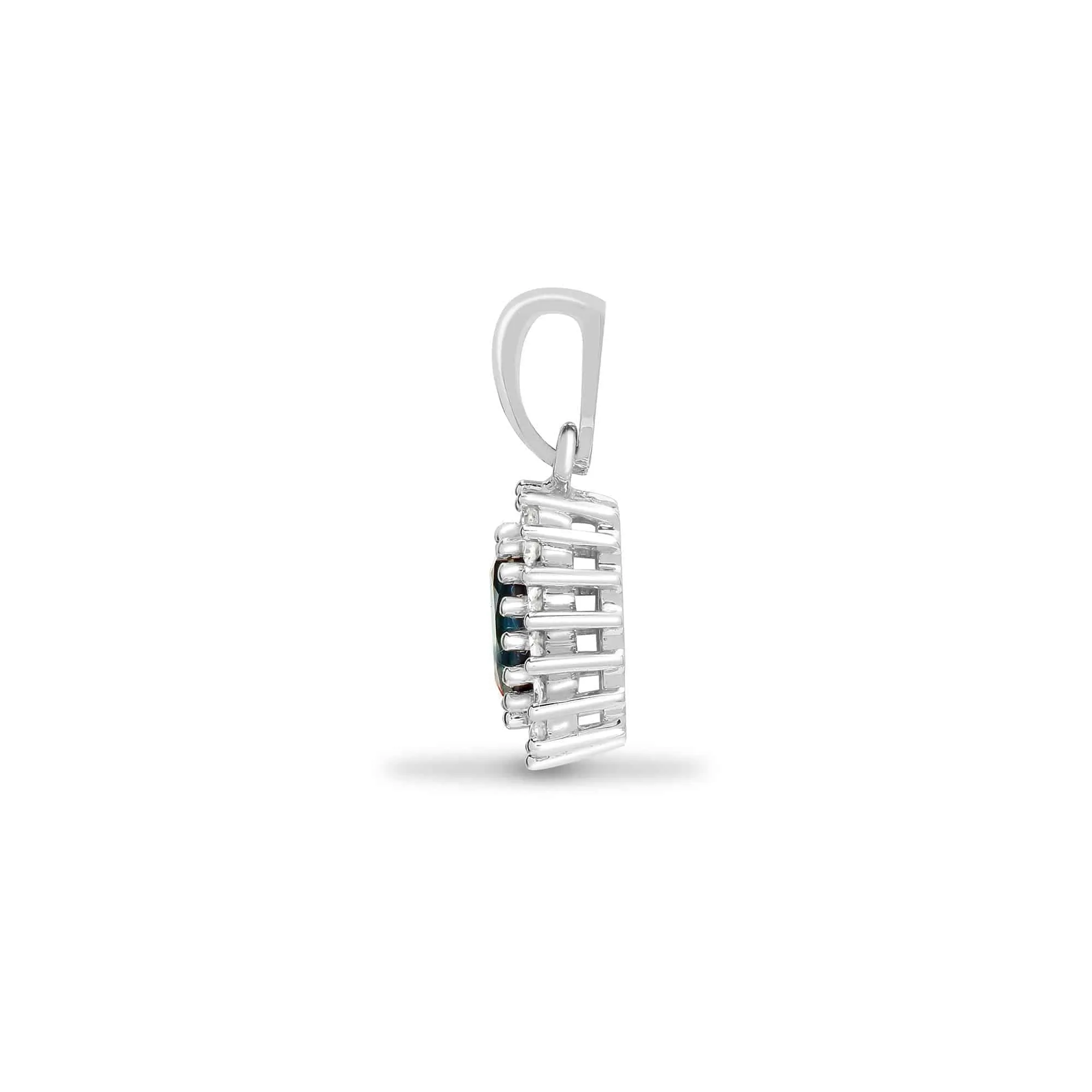 9ct White Gold Diamond And Sapphire Pendant