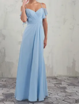 A-Line Bridesmaid Dress Sweetheart / Spaghetti Strap / Strapless Short Sleeve Open Back Floor Length Chiffon / Shantung / Imitated Silk with Pleats / Ruffles / Draping