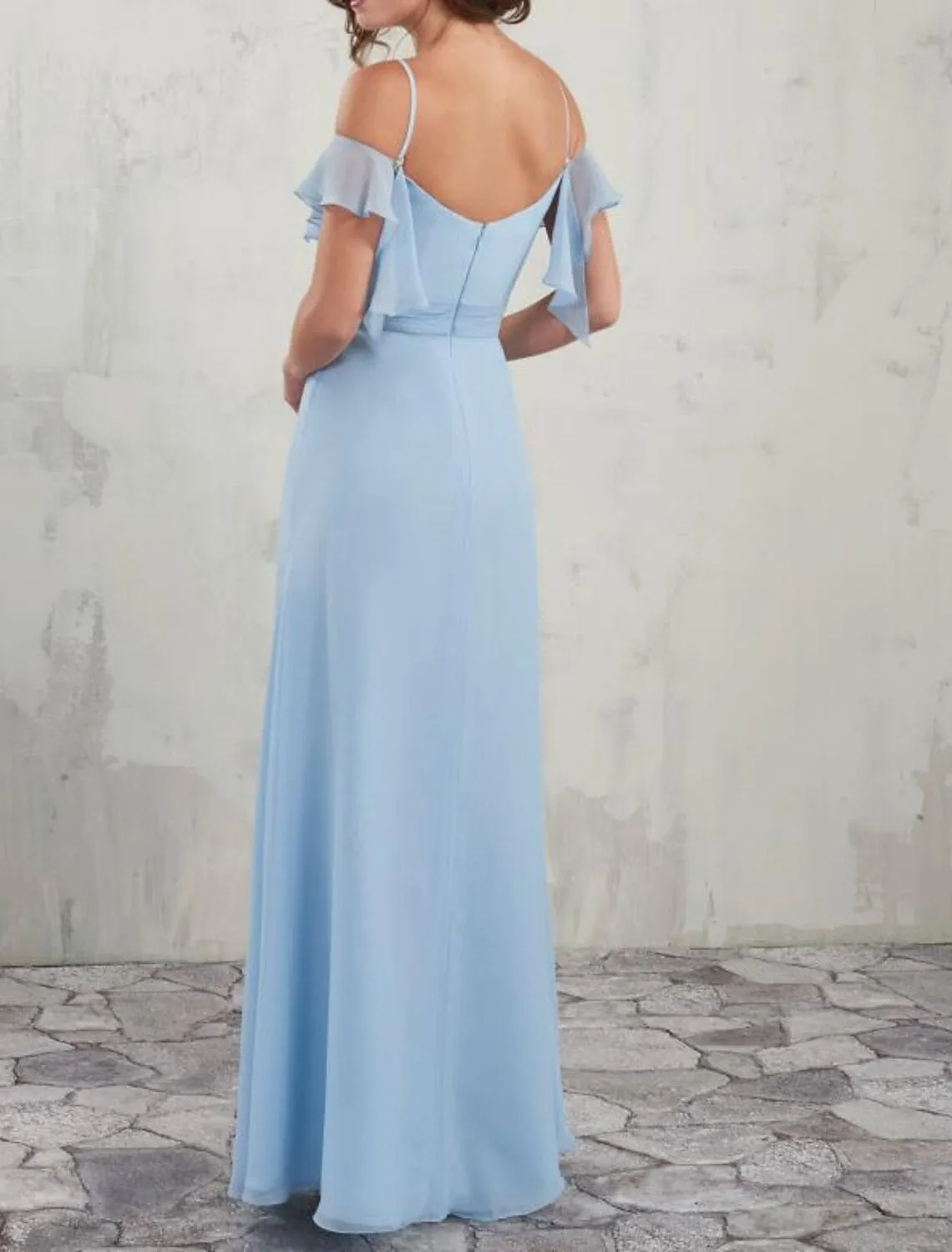 A-Line Bridesmaid Dress Sweetheart / Spaghetti Strap / Strapless Short Sleeve Open Back Floor Length Chiffon / Shantung / Imitated Silk with Pleats / Ruffles / Draping