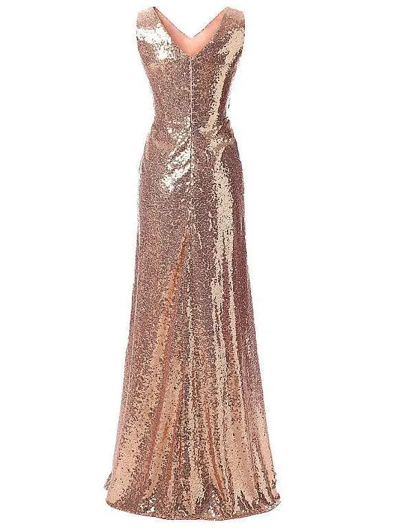A-line V-neck  Floor-length Shinny  Sequined Prom Peagant Dresses 2882