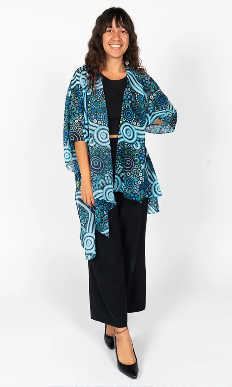 Aboriginal Art Chiffon Shawl Hopkins River