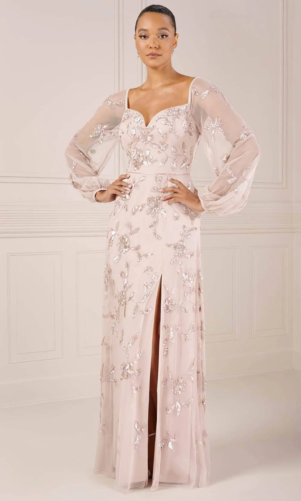 Adrianna Papell Platinum 40440 Elegant Bishop Sleeve Dress for Women - Perfect for Special Occasions