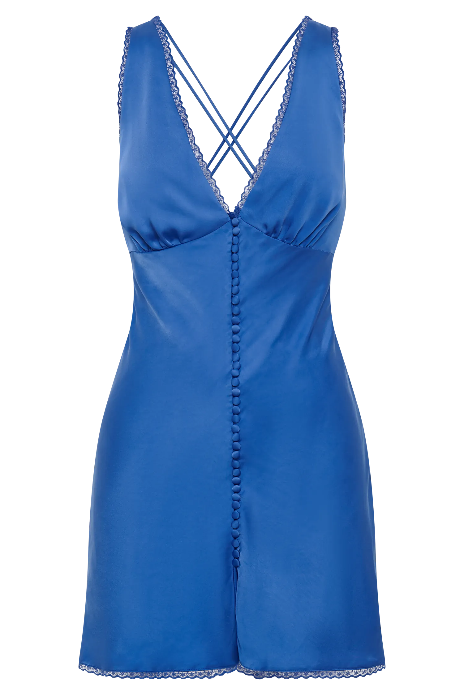 Amiri Satin Mini Dress With Lace - Periwinkle