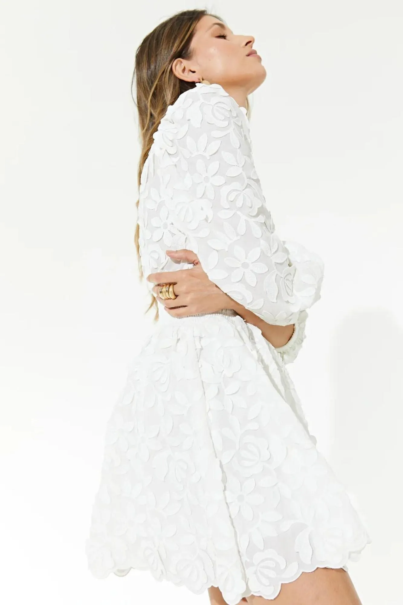 Anna Lace Mini Dress in White