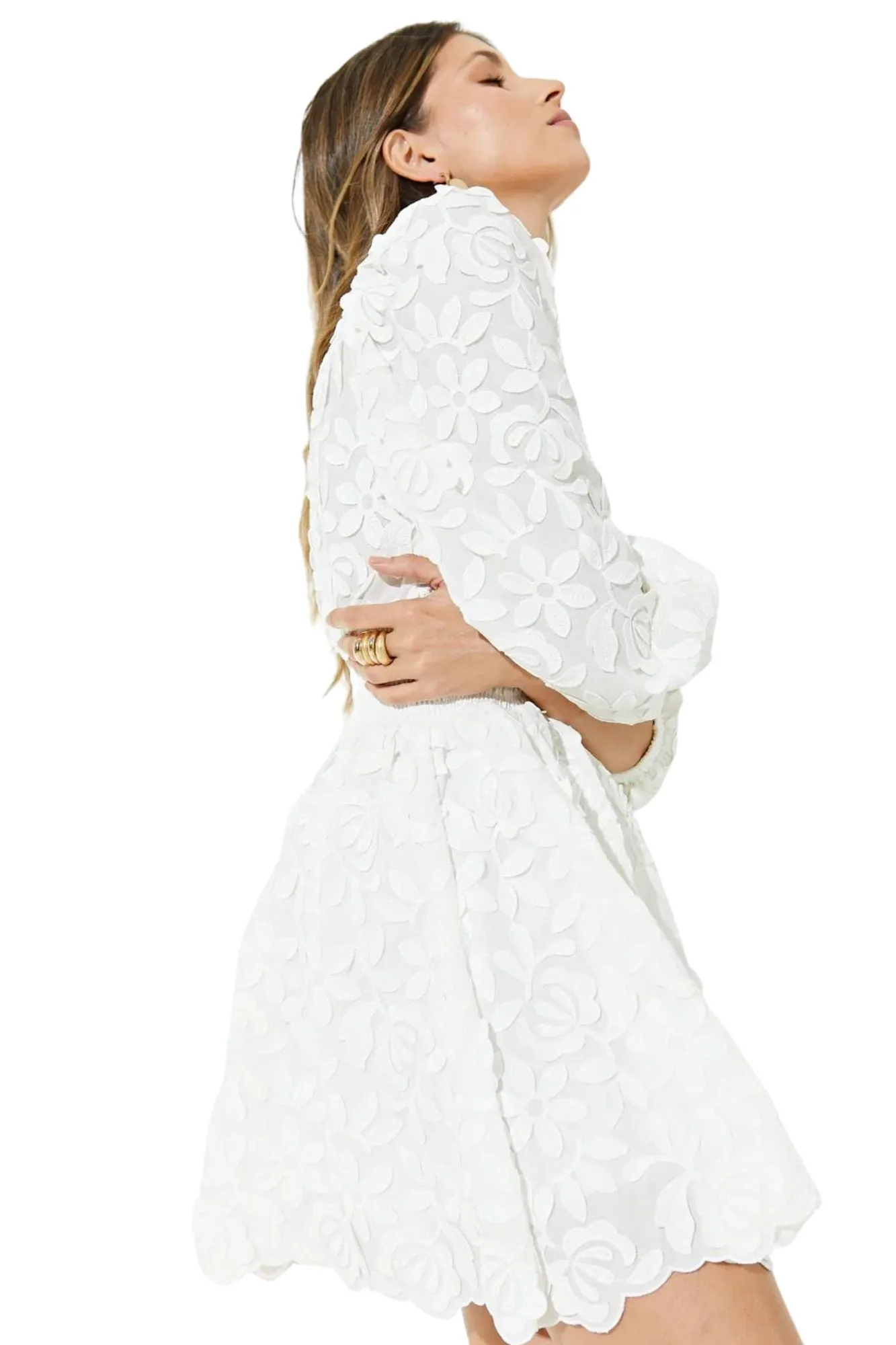 Anna Lace Mini Dress in White
