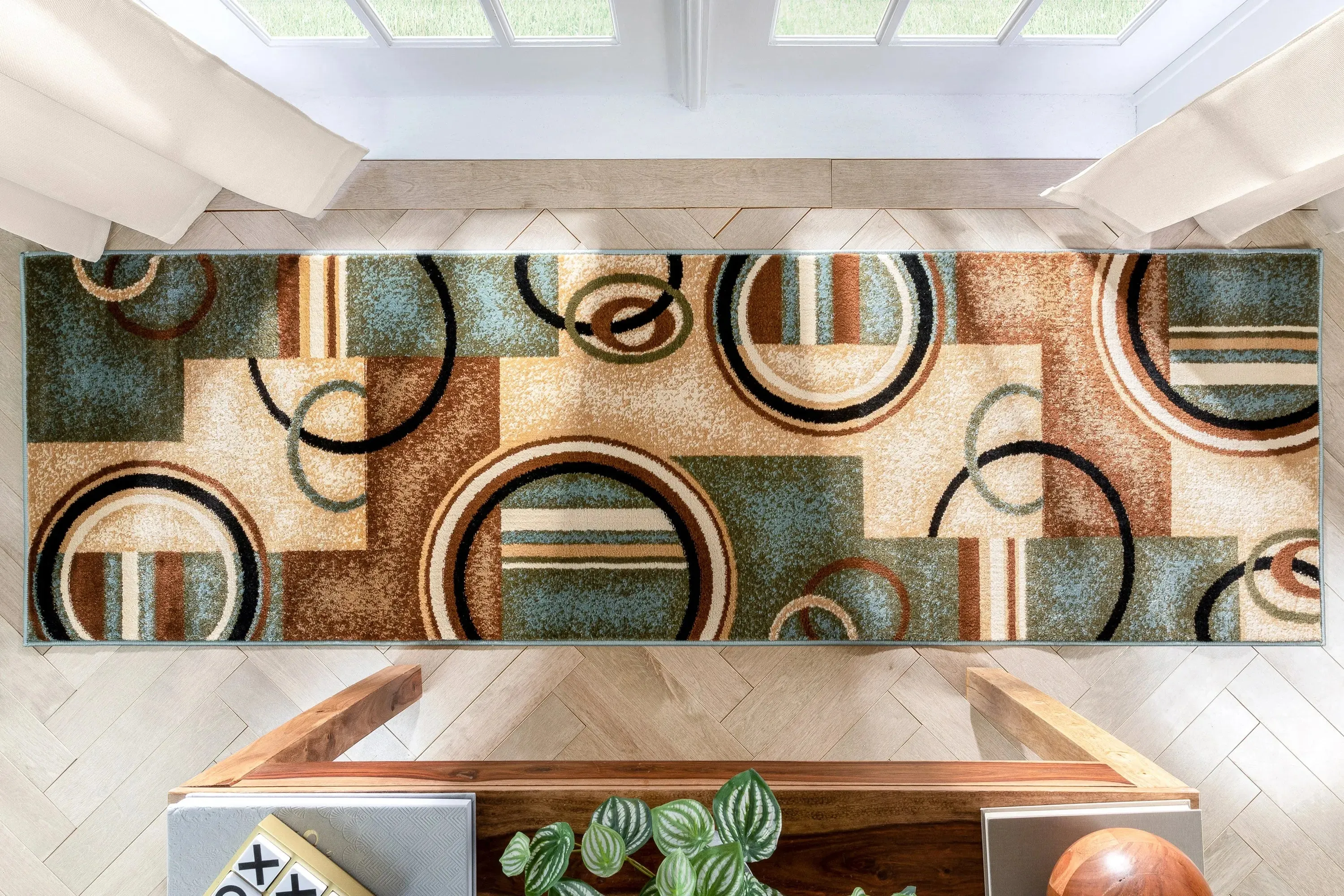 Arcs & Shapes Light Blue Modern Rug