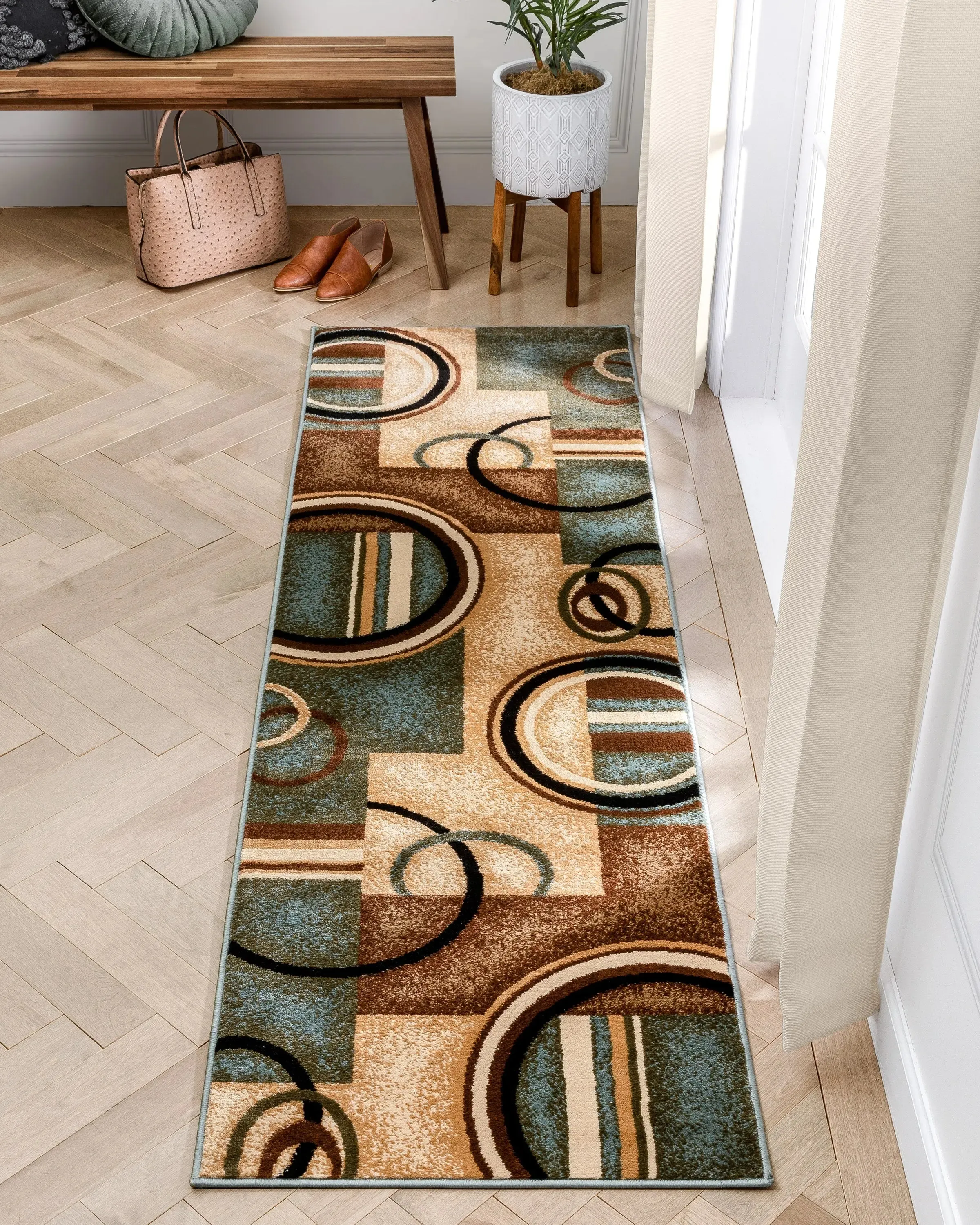 Arcs & Shapes Light Blue Modern Rug