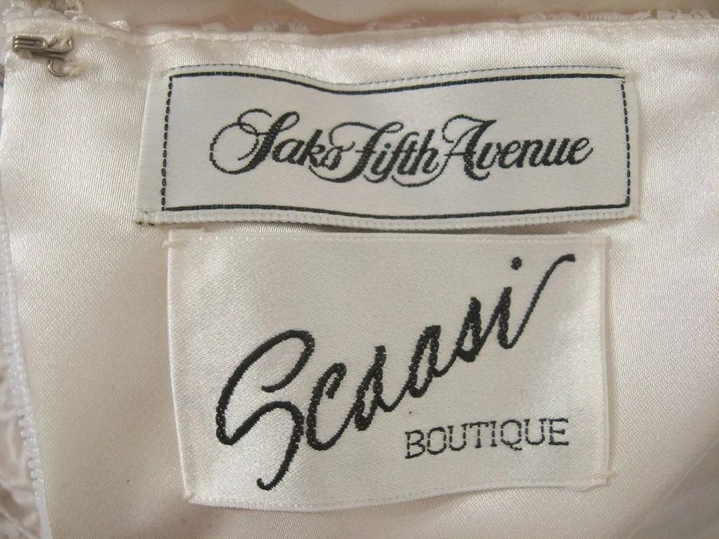 ARNOLD SCAASI White Floral Wedding Gown with Sequins Size 6