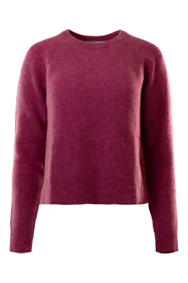 Autumn Cashmere Womens Links Stitch Raglan Shirttail Crew Sweater in Rich Red Velvet