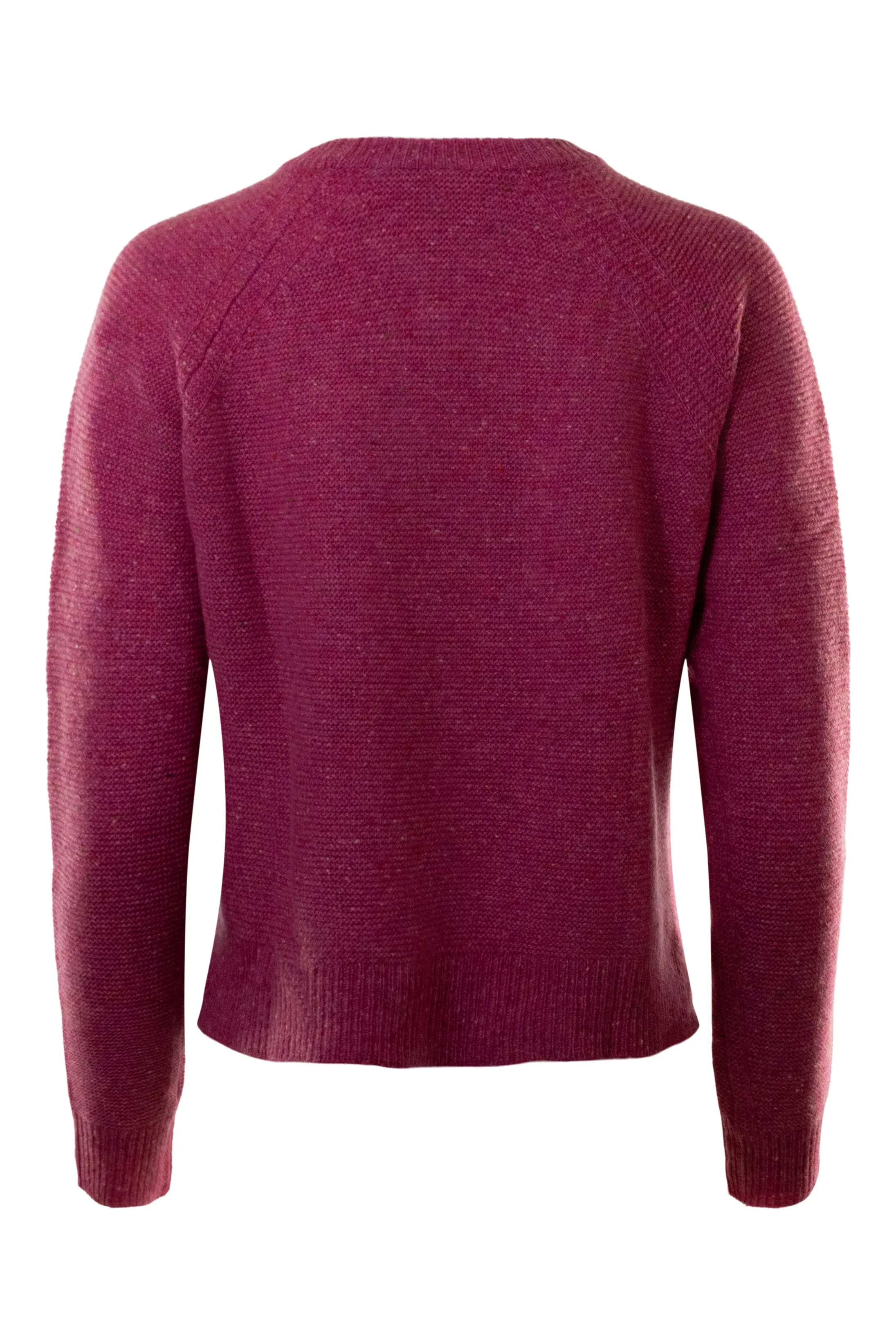 Autumn Cashmere Womens Links Stitch Raglan Shirttail Crew Sweater in Rich Red Velvet