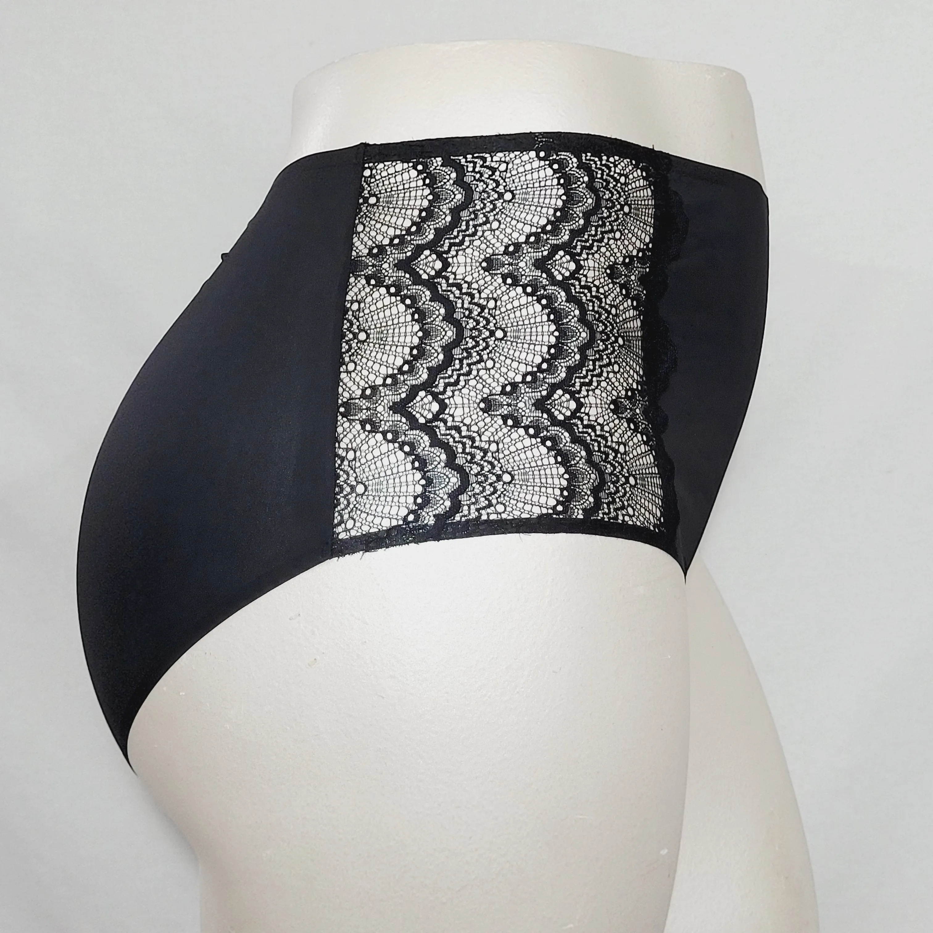 Ava & Viv High Waist Bonded Briefs with Lace 4X Ebony Black