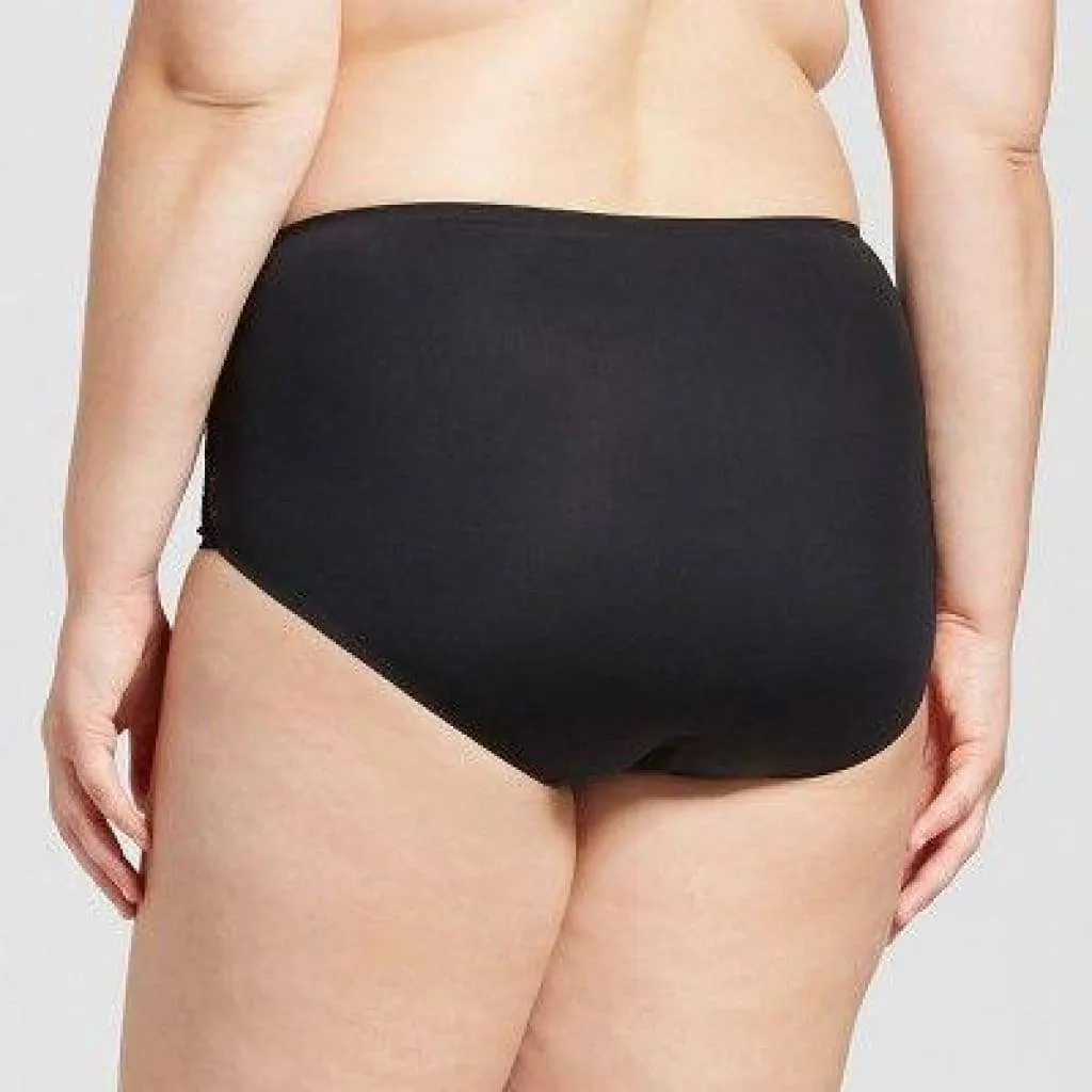 Ava & Viv High Waist Bonded Briefs with Lace 4X Ebony Black