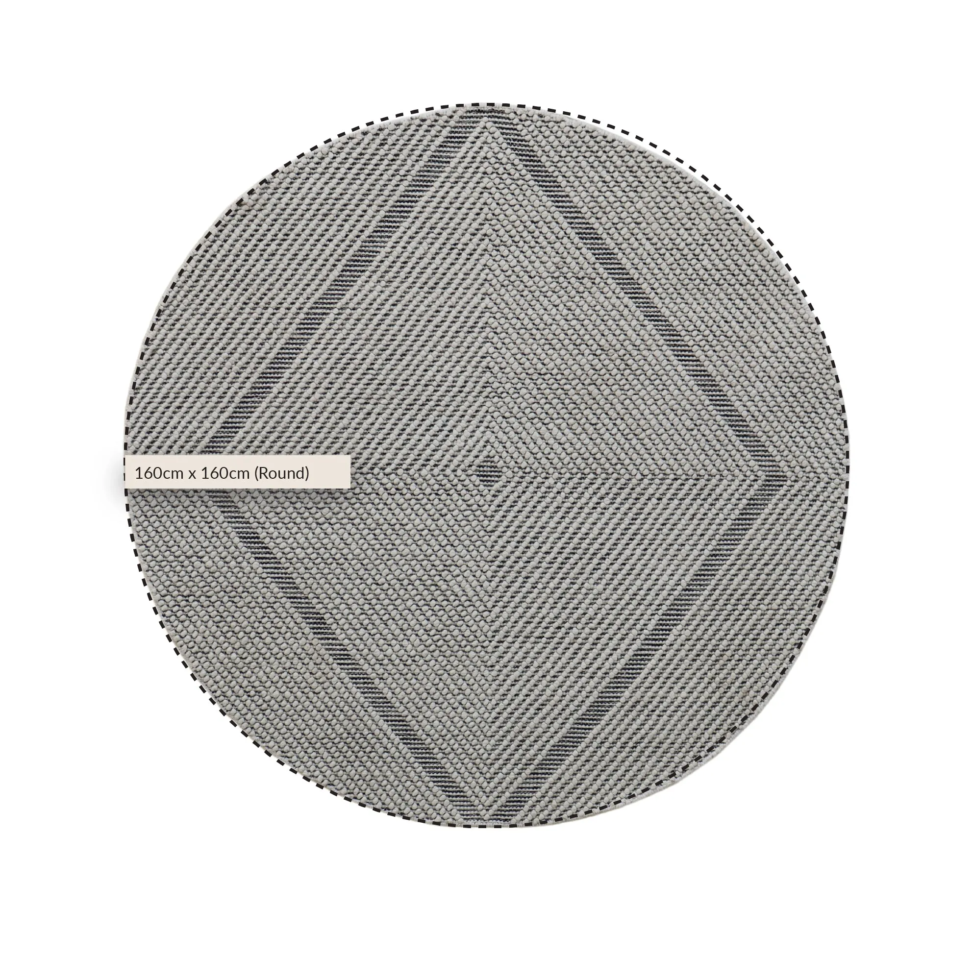 Avanti Handwoven Salt and Pepper Diamond Bobble Wool Round Rug