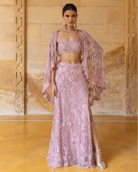 Baby Orchid Embroidered Skirt Set