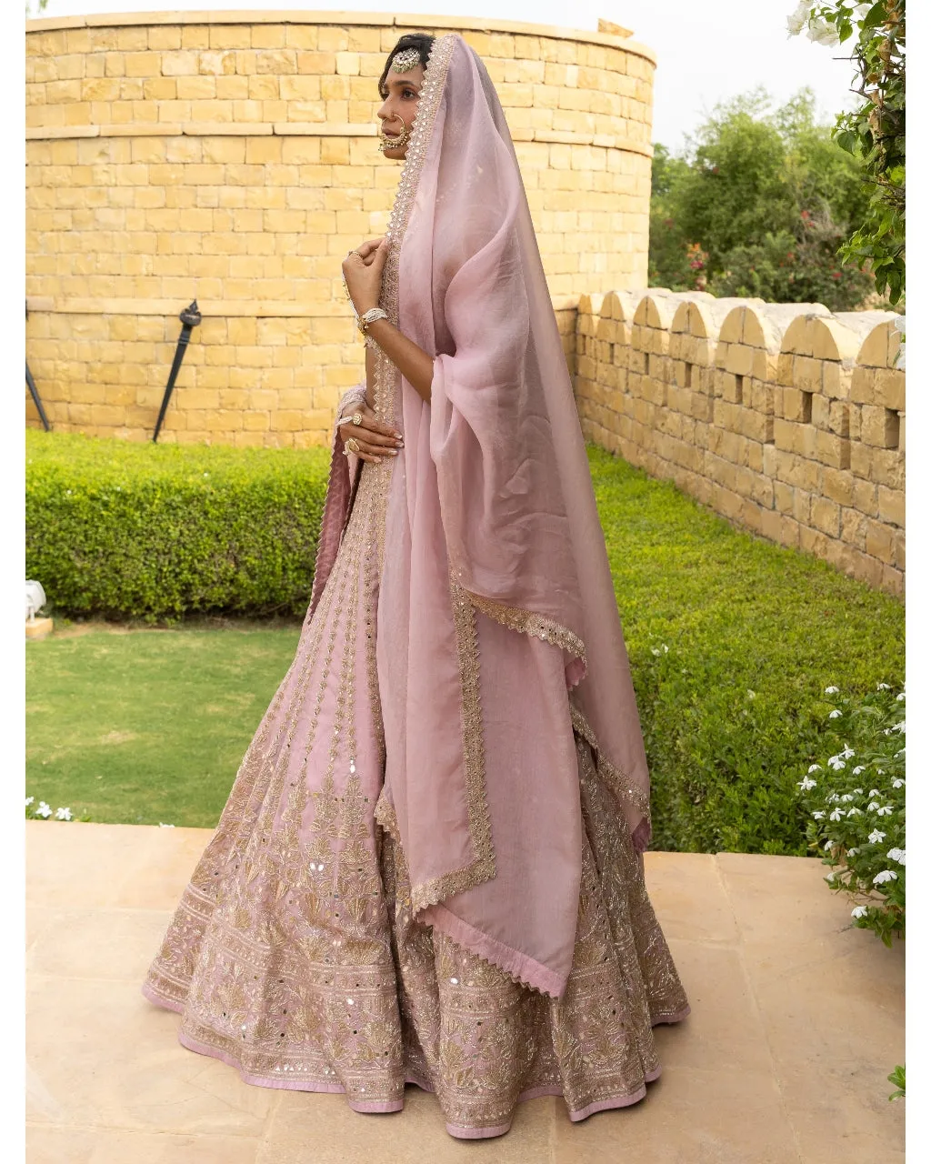 Baby Orchid Thread Embroidered Lehenga Set