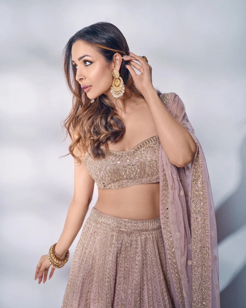 Baby Orchid Thread Embroidered Lehenga Set