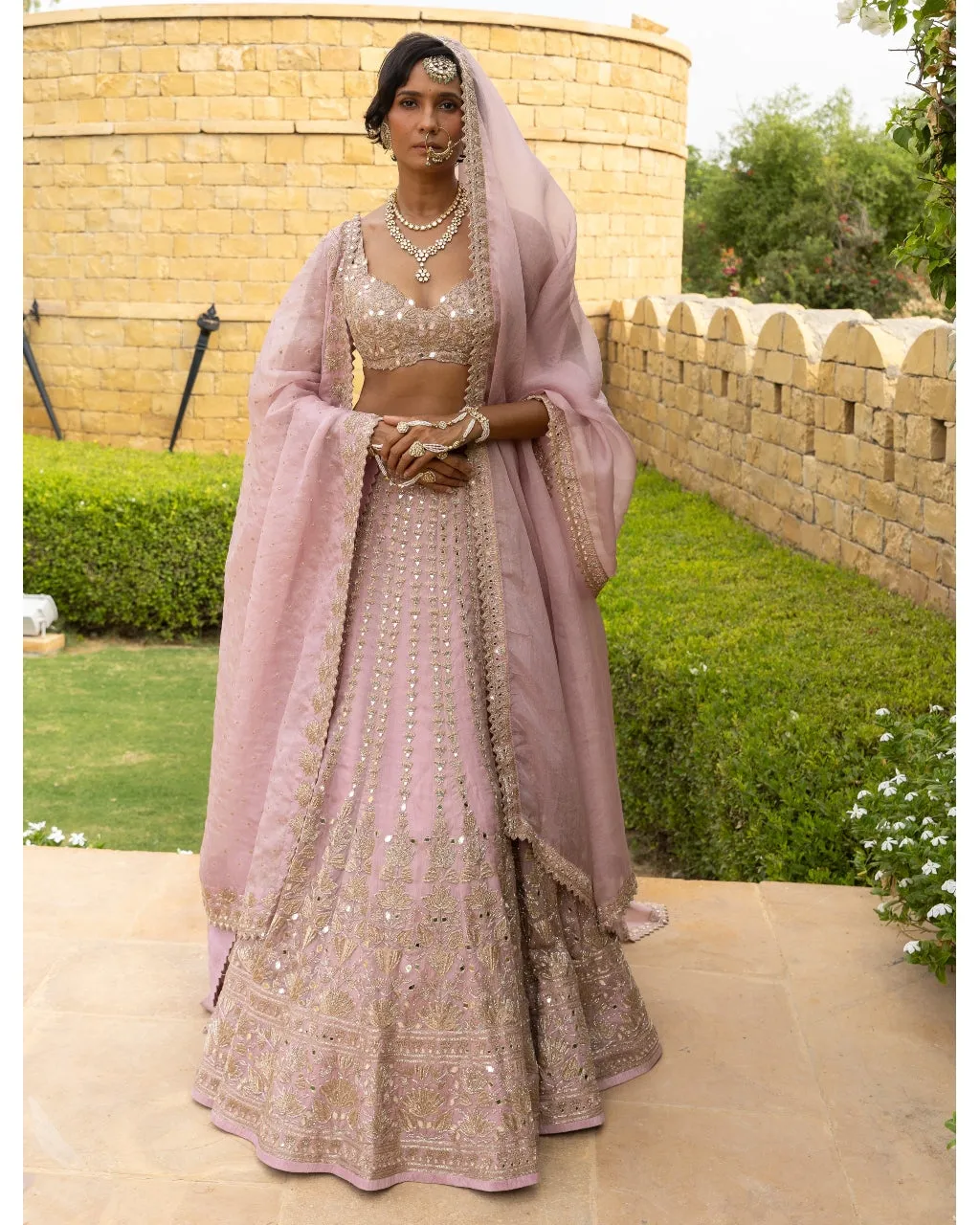 Baby Orchid Thread Embroidered Lehenga Set