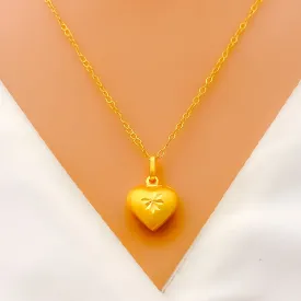 Beautiful Smooth Finish Heart 22k Gold Necklace