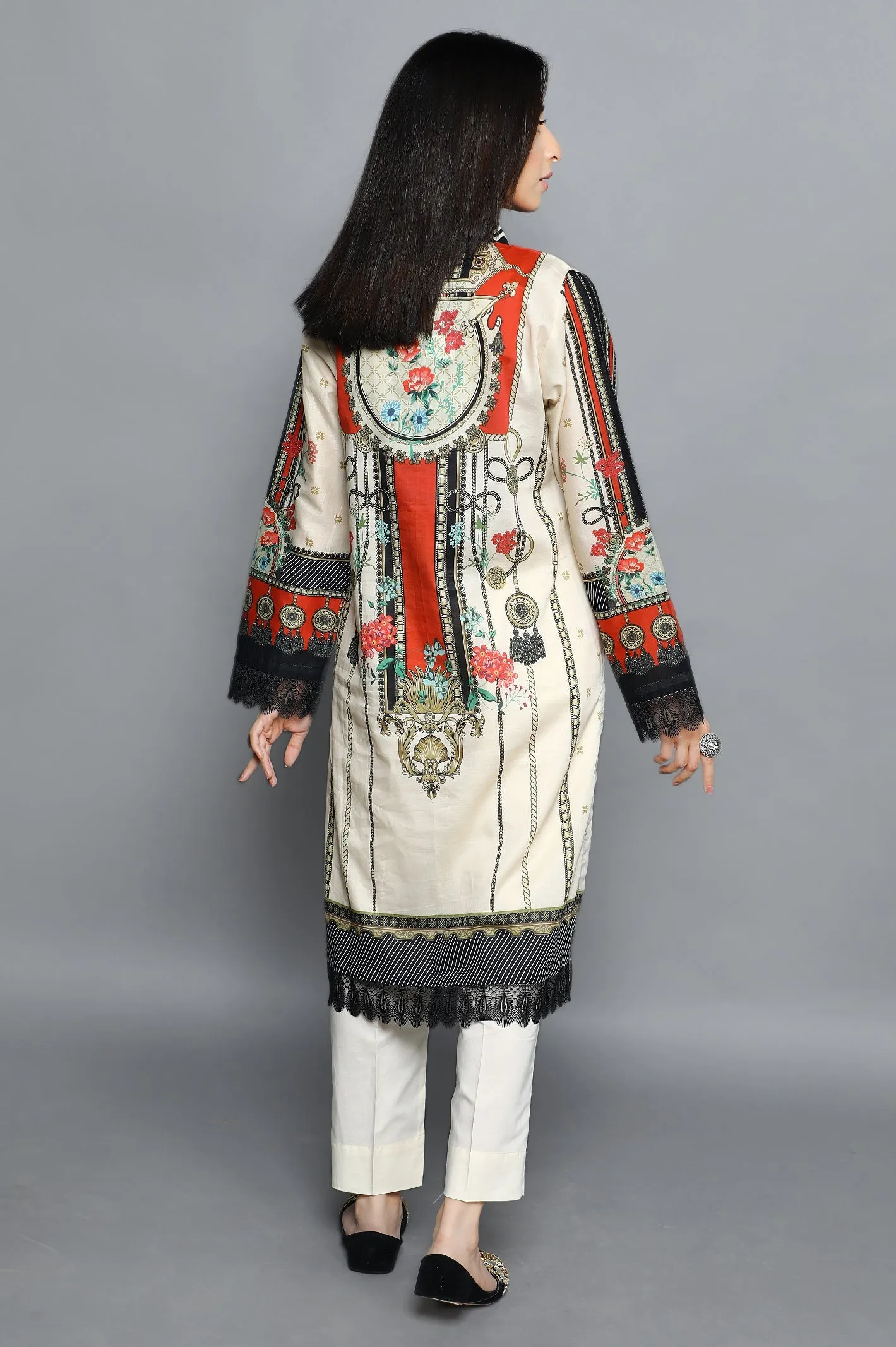 Beige Printed Kurti