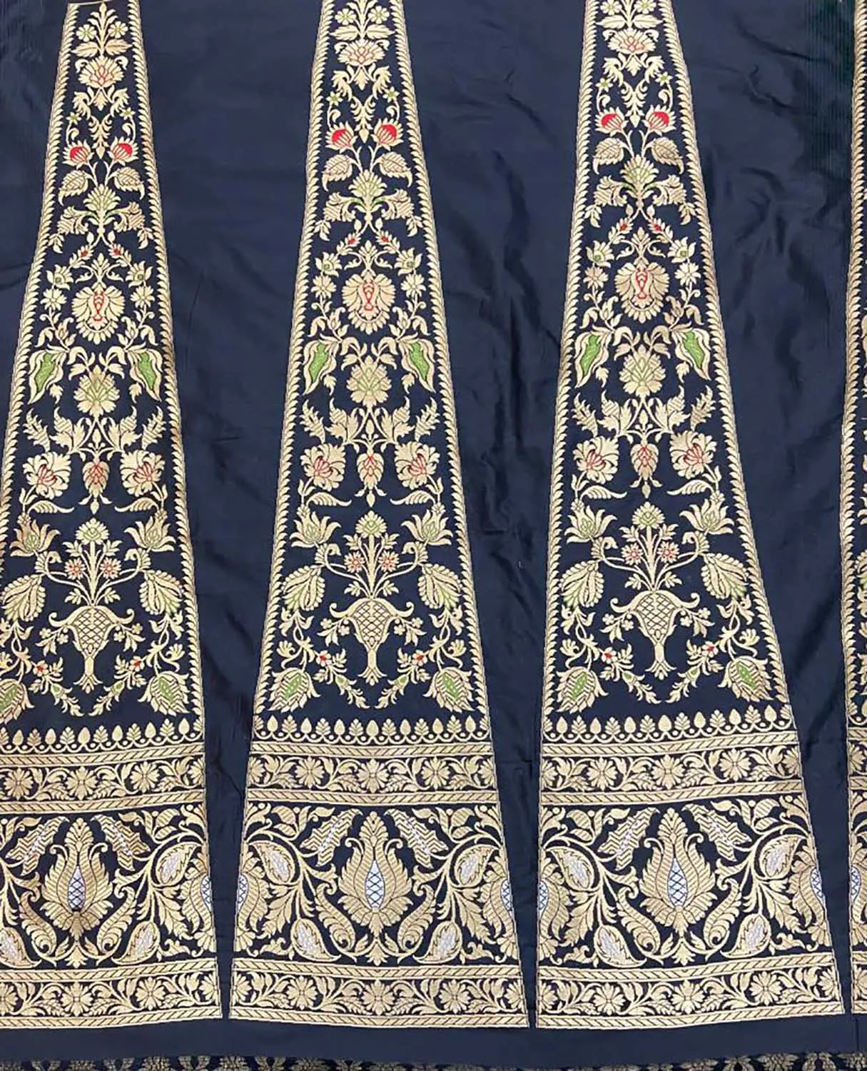 Black Banarasi Pure Katan Silk Unstitched Lehenga Set