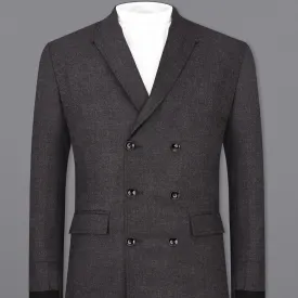Bleached Gray Wool Rich Double Breasted Blazer