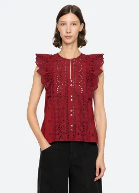 Blouse Lainey Emb Aw24-035 Red