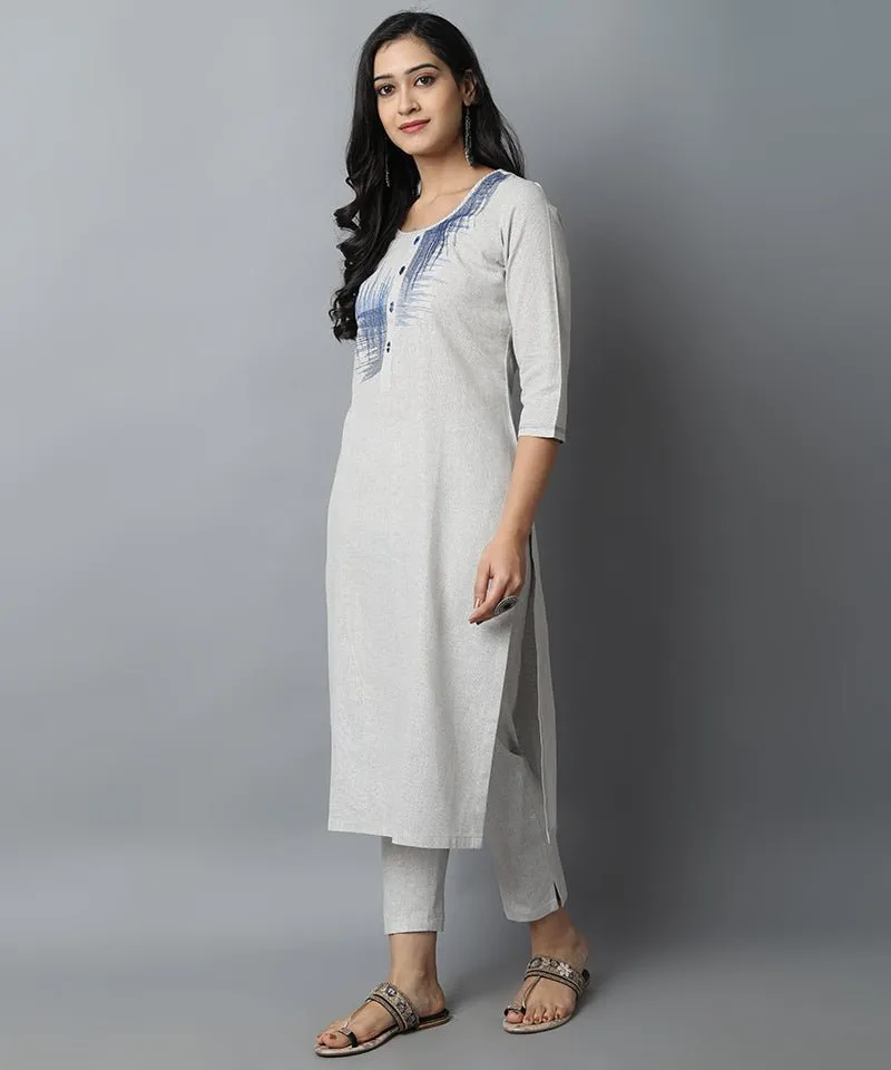 Blue Gray Modern Art Kurta Pants Set