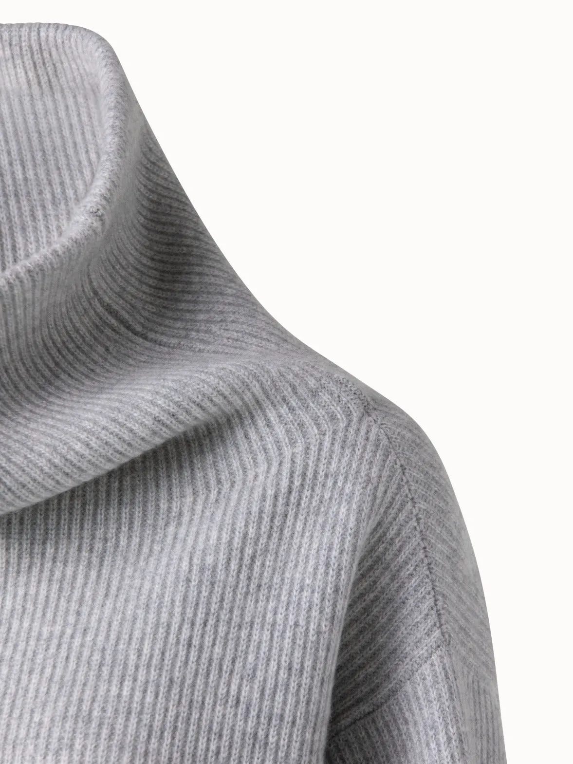 Boxy Ribbed Knit Cashmere Pullover