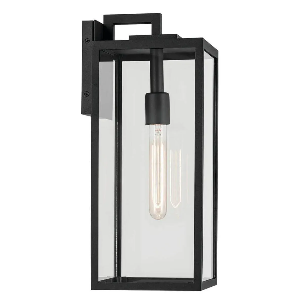 Branner 18 In 1-Light Outdoor Wall Light with Clear Glass, Black Finish