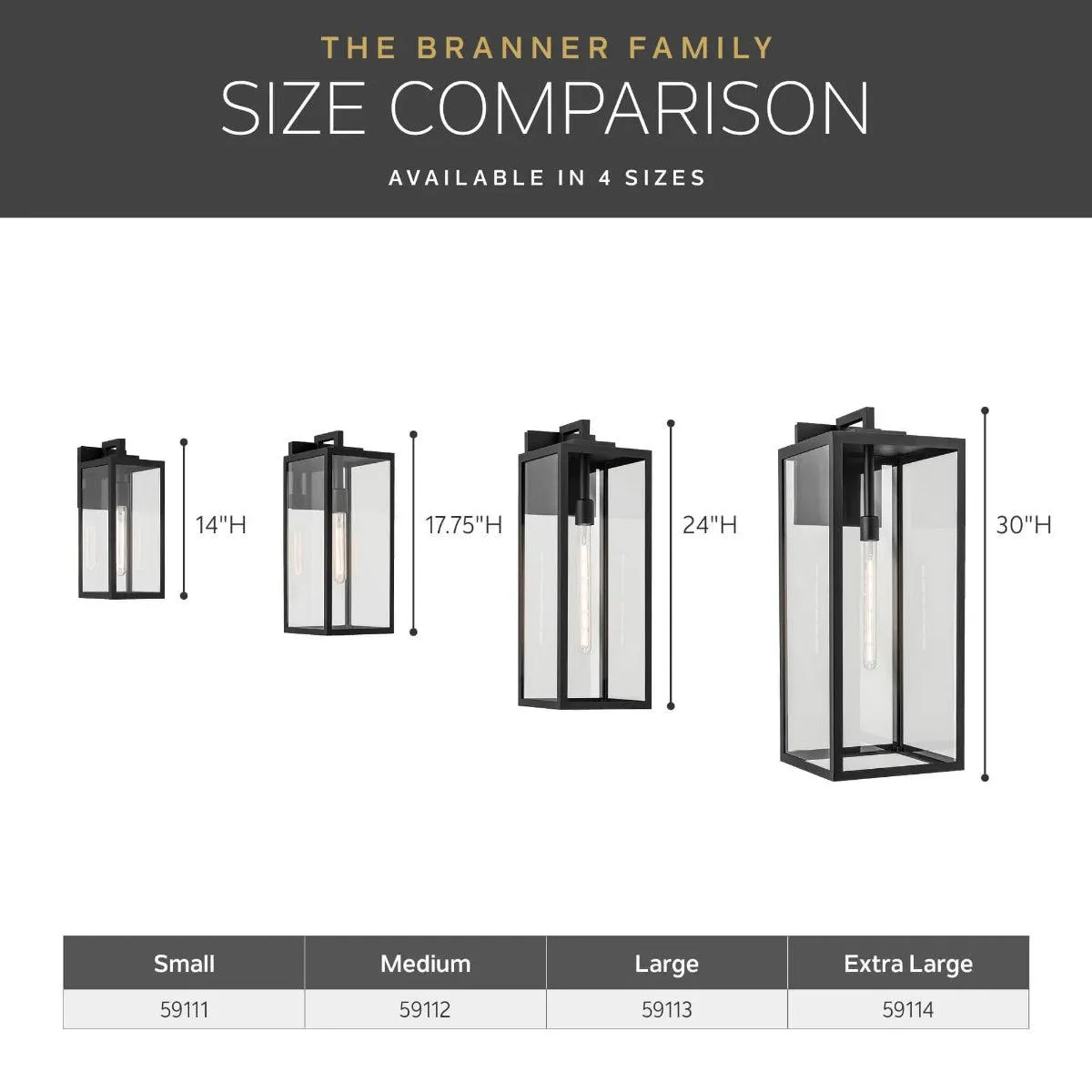 Branner 18 In 1-Light Outdoor Wall Light with Clear Glass, Black Finish
