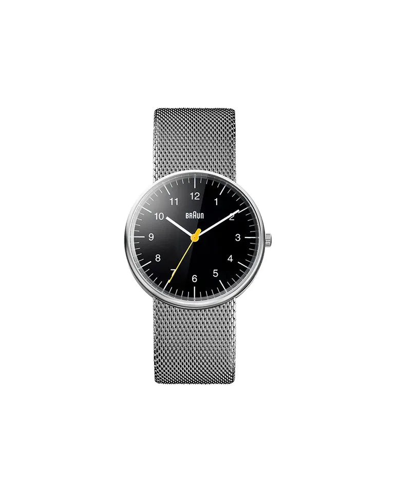 Braun Watch Black Dial Silver Mesh Strap