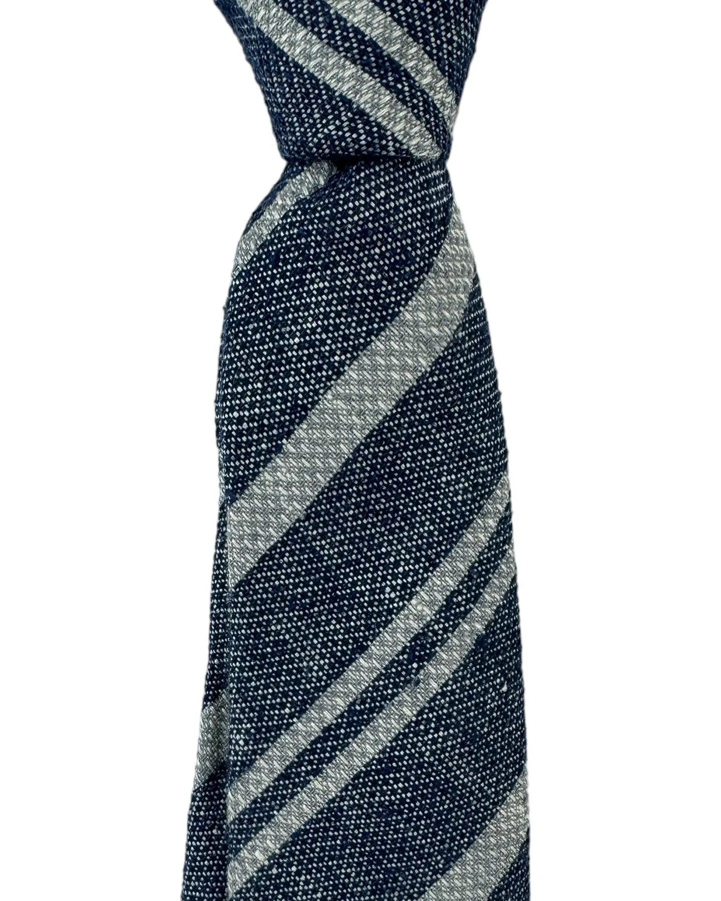 Brunello Cucinelli Tie Dark Blue Gray Stripes Design