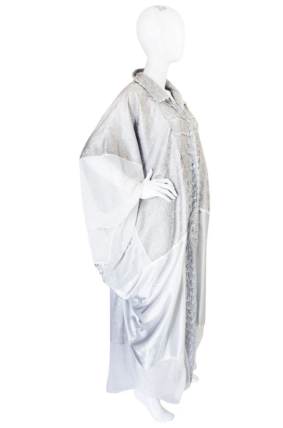 c1978 Silver Silk Thea Porter Couture Abaya Caftan