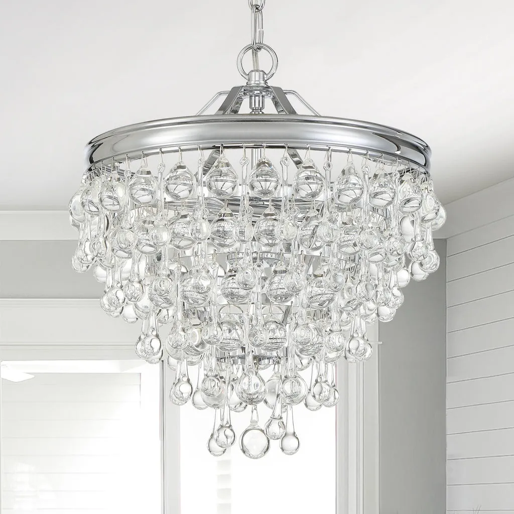 Calypso 3 Light Crystal Teardrop Polished Chrome Mini Chandelier