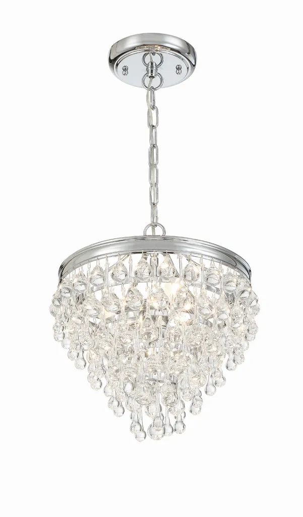 Calypso 3 Light Crystal Teardrop Polished Chrome Mini Chandelier