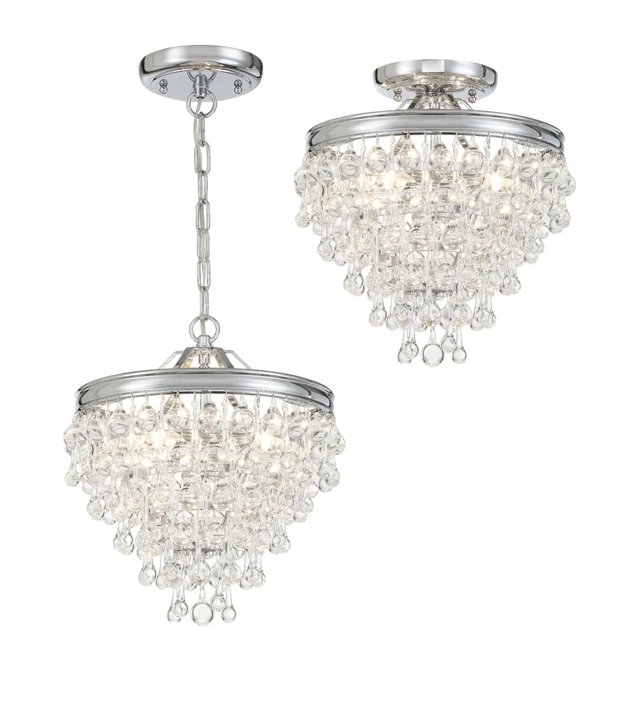 Calypso 3 Light Crystal Teardrop Polished Chrome Mini Chandelier