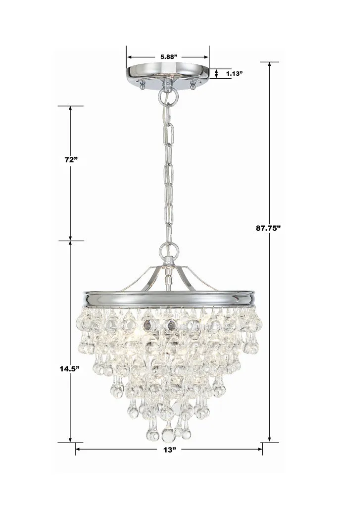 Calypso 3 Light Crystal Teardrop Polished Chrome Mini Chandelier