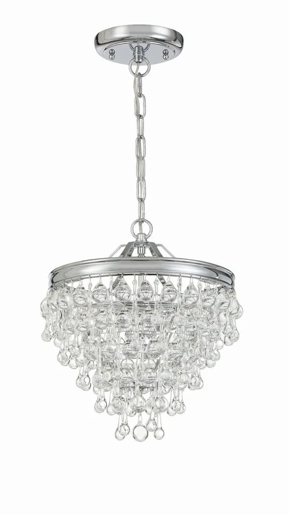 Calypso 3 Light Crystal Teardrop Polished Chrome Mini Chandelier