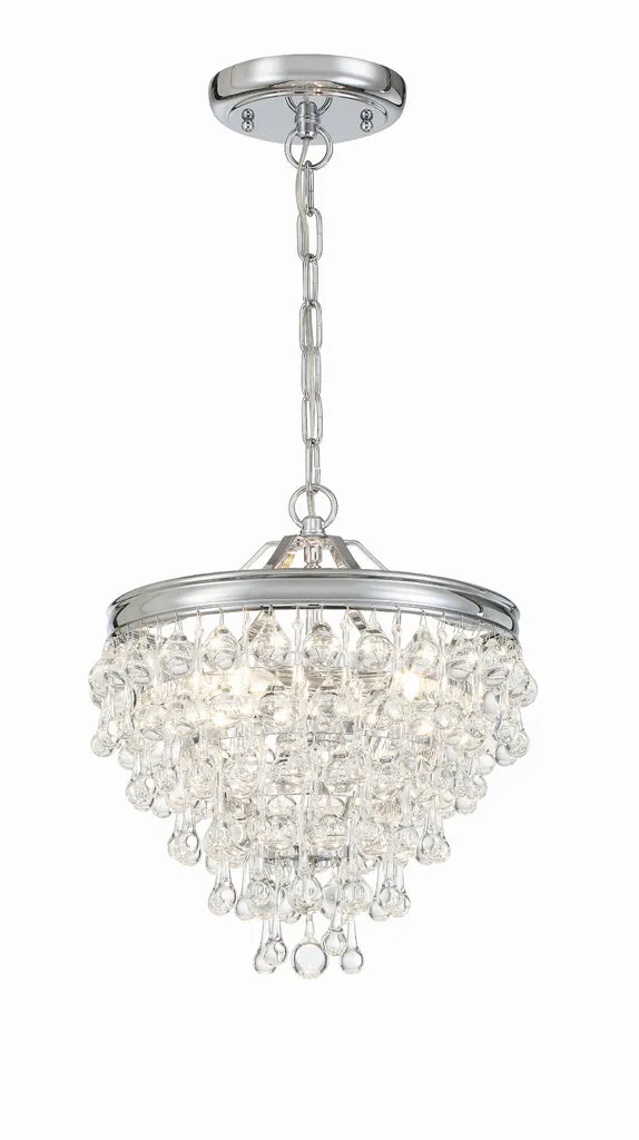 Calypso 3 Light Crystal Teardrop Polished Chrome Mini Chandelier