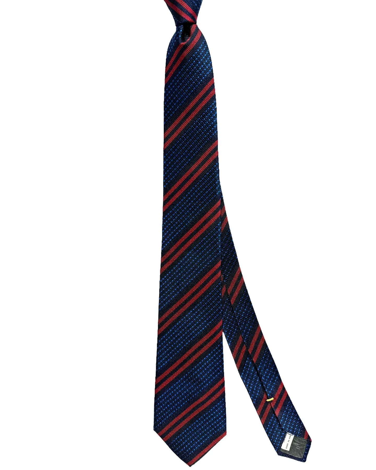 Canali Silk Tie Navy Royal Blue Maroon Stripes Pattern