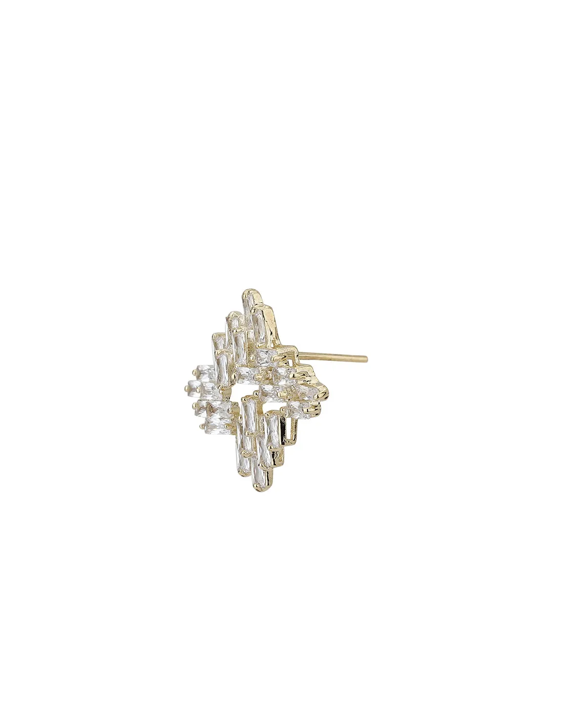Carlton London Gold Plated Cz Geometric Stud Earring For Women