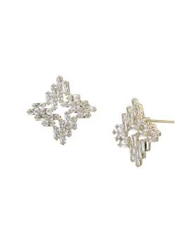 Carlton London Gold Plated Cz Geometric Stud Earring For Women